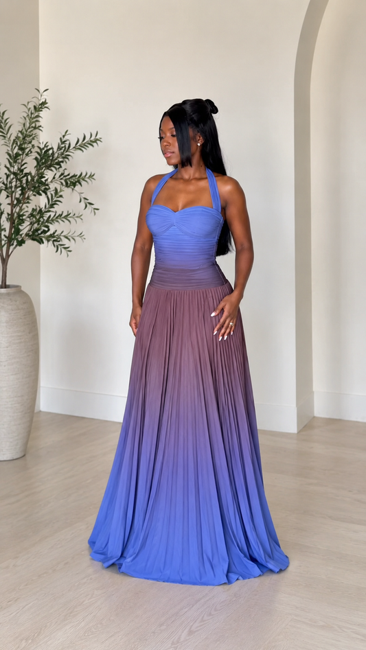 Aurora Ombre Pleated Maxi Dress