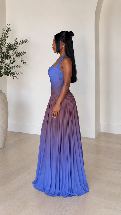 Aurora Ombre Pleated Maxi Dress