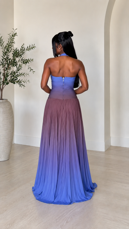 Aurora Ombre Pleated Maxi Dress