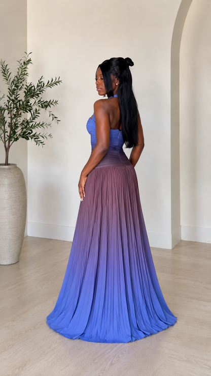 Aurora Ombre Pleated Maxi Dress