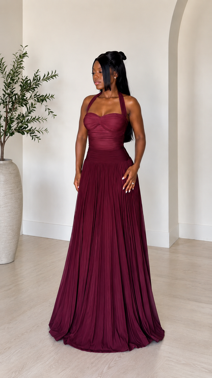 Aurora Ombre Pleated Maxi Dress