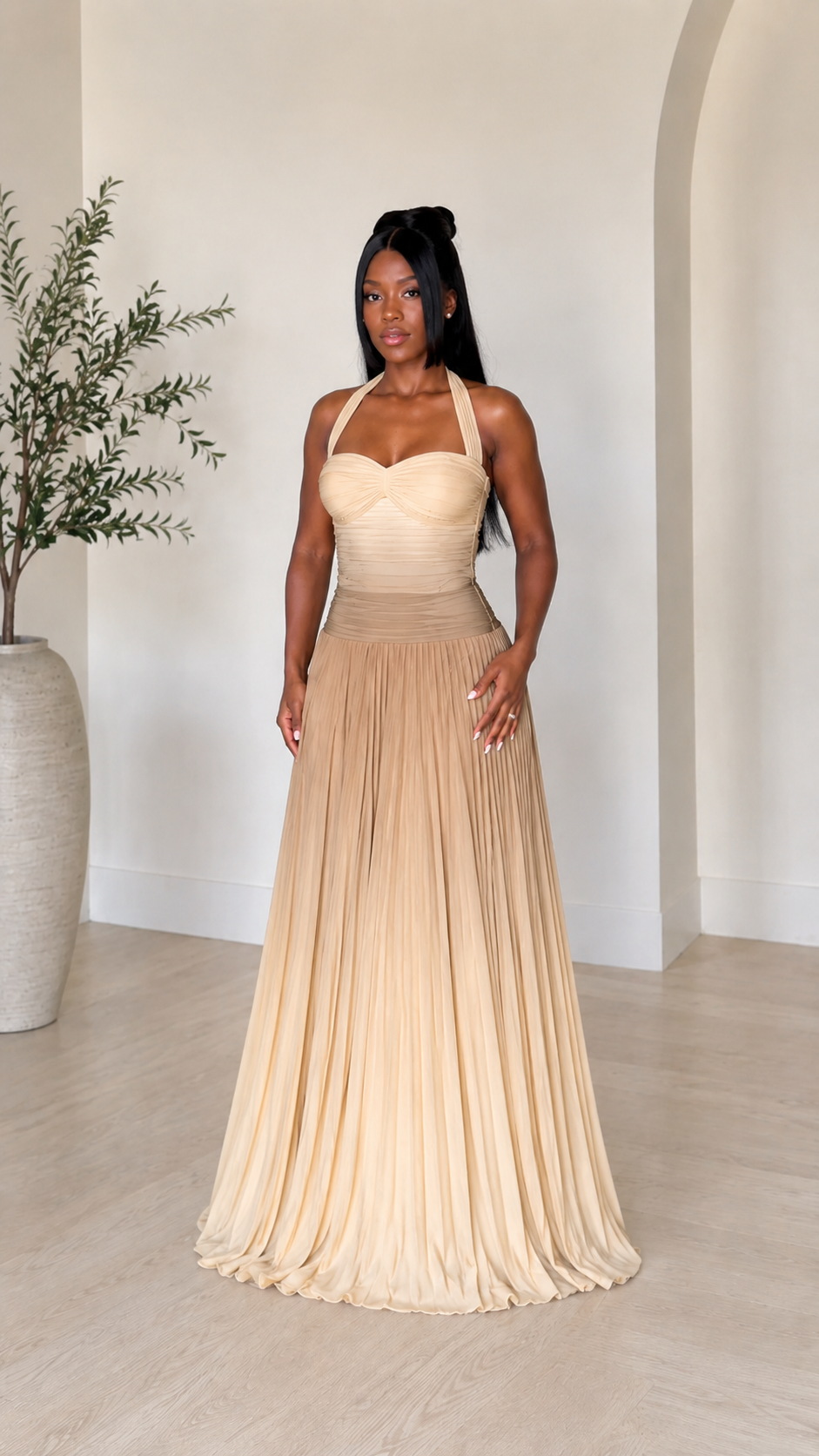 Aurora Ombre Pleated Maxi Dress