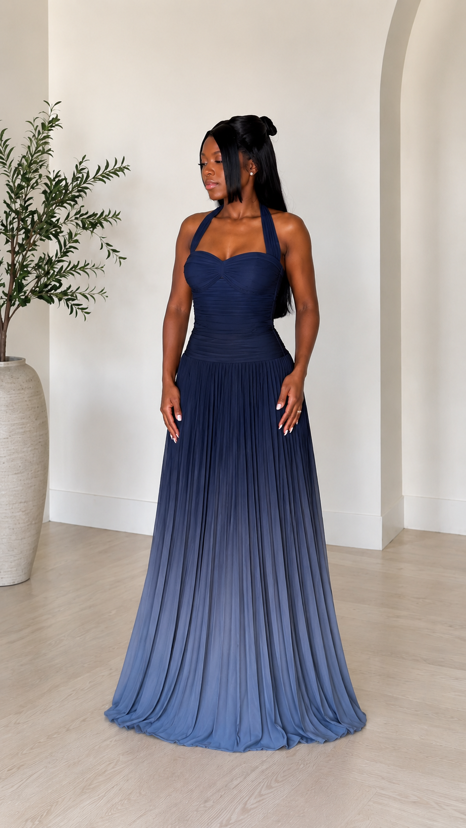 Aurora Ombre Pleated Maxi Dress