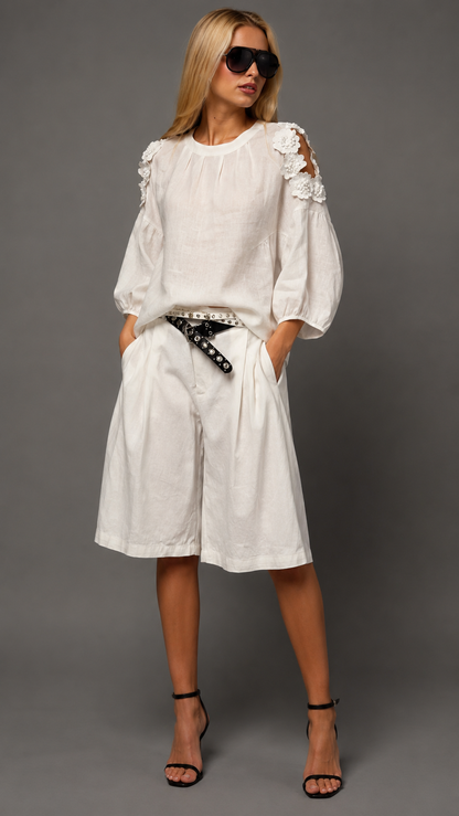 Monaco Bloom Linen Two-Piece Set