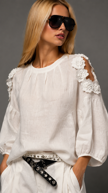 Monaco Bloom Linen Two-Piece Set