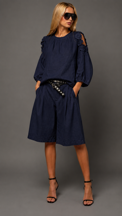 Monaco Bloom Linen Two-Piece Set