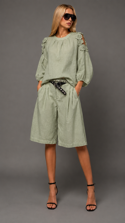 Monaco Bloom Linen Two-Piece Set