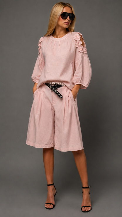 Monaco Bloom Linen Two-Piece Set