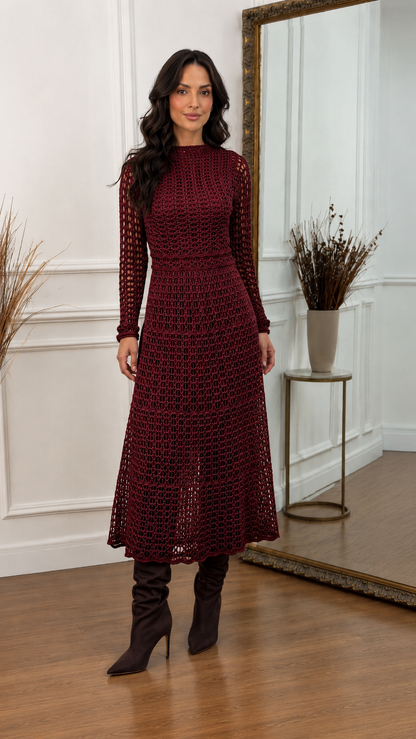 Amalfi Crochet Elegance Midi Dress