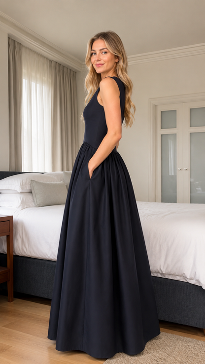 Midnight Elegance Sleeveless Maxi Dress
