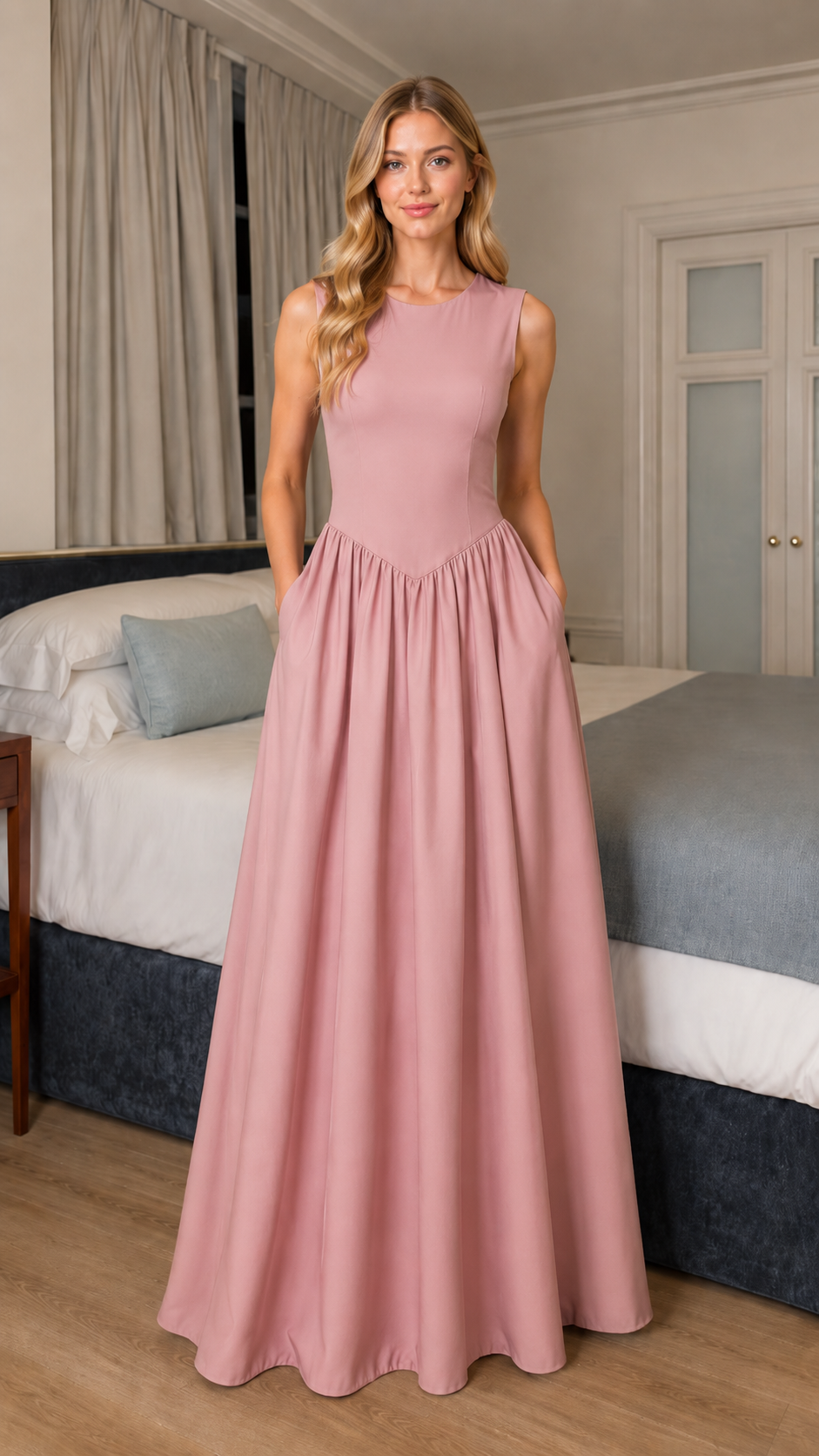 Midnight Elegance Sleeveless Maxi Dress