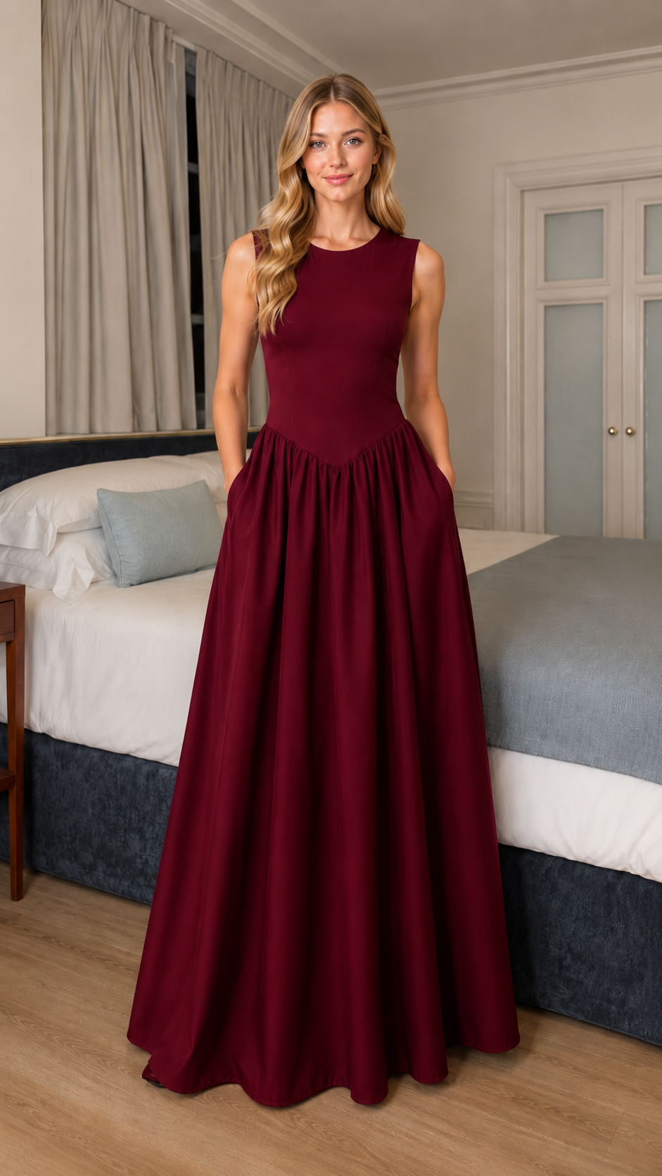Midnight Elegance Sleeveless Maxi Dress