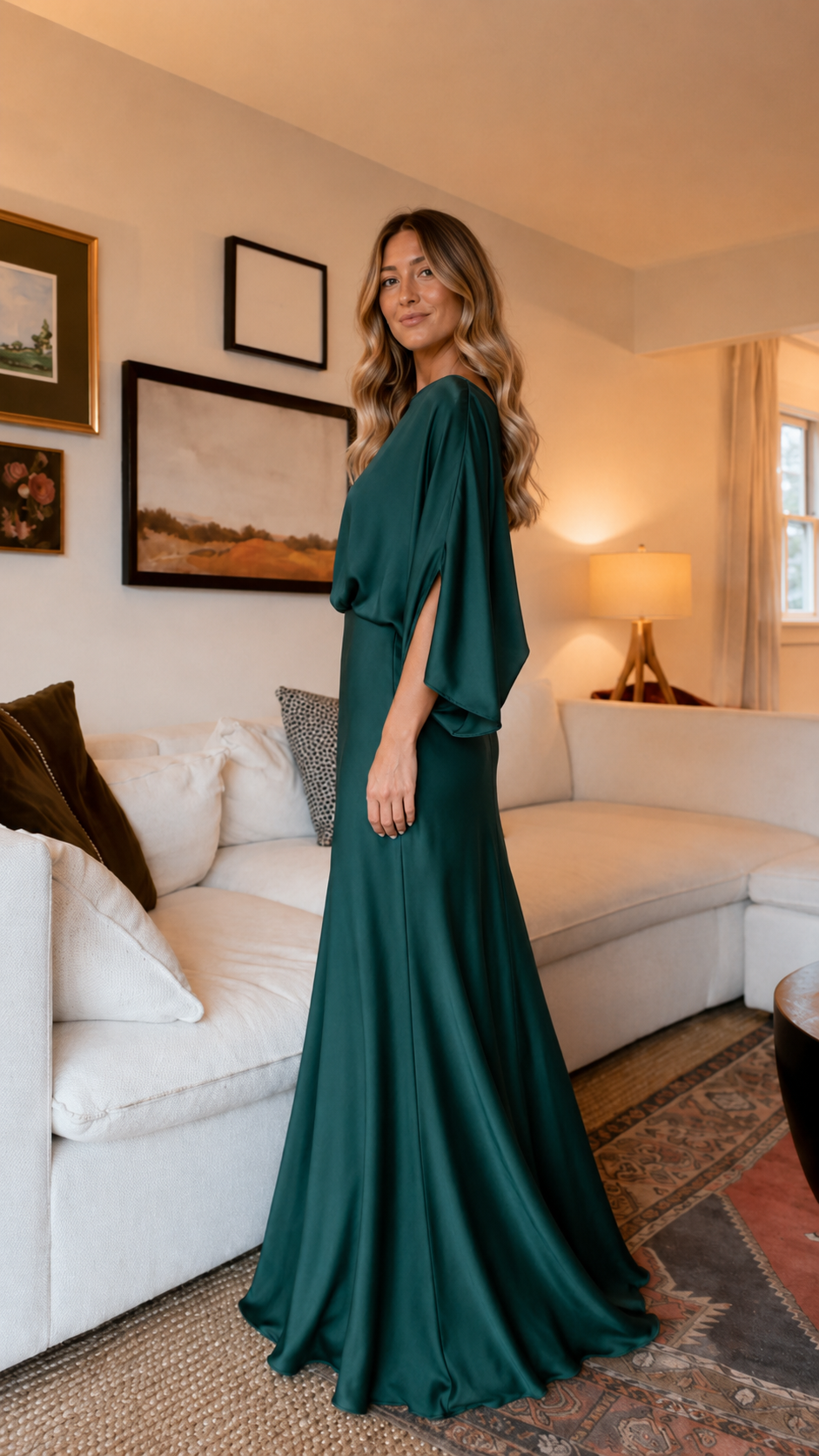 Emerald Grace Batwing Maxi Dress