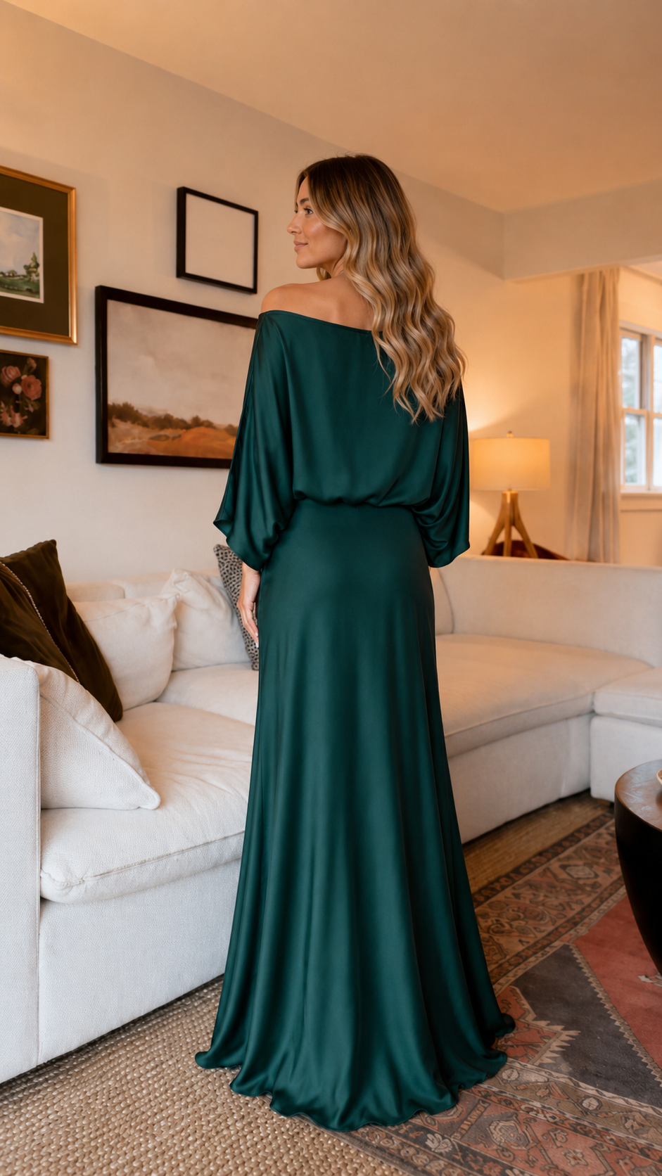 Emerald Grace Batwing Maxi Dress