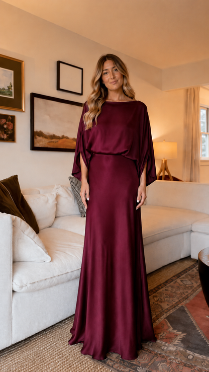 Emerald Grace Batwing Maxi Dress