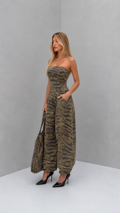 Wild Instinct Strapless Denim Jumpsuit