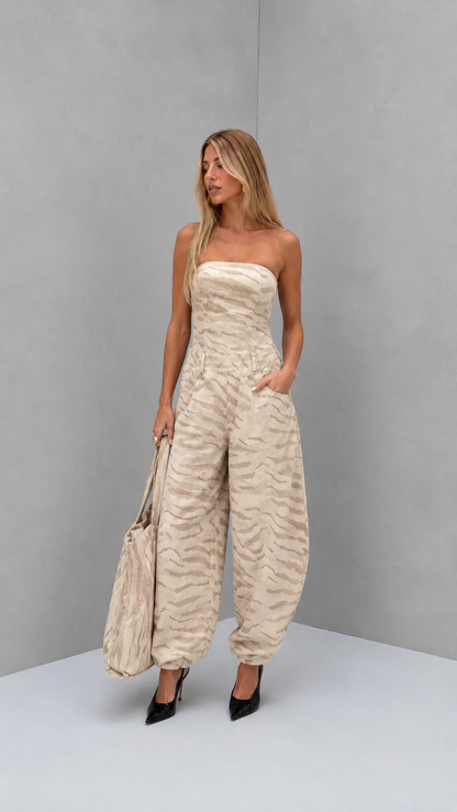 Wild Instinct Strapless Denim Jumpsuit