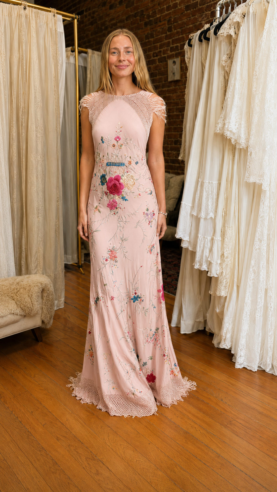 Celestine Embroidered Open-Back Bohemian Maxi Dress