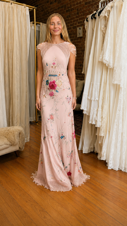 Celestine Embroidered Open-Back Bohemian Maxi Dress