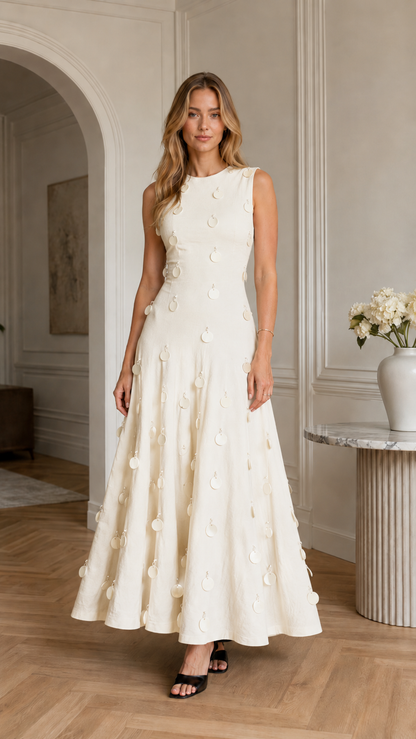 Midnight Charm Embellished A-Line Maxi Dress