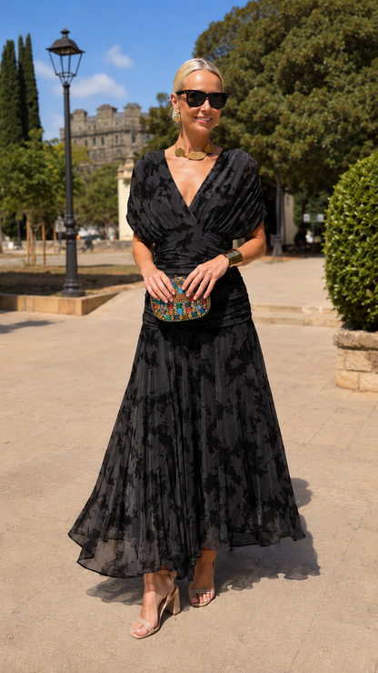 Turquoise Ruched Midi Dress