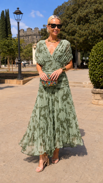 Turquoise Ruched Midi Dress