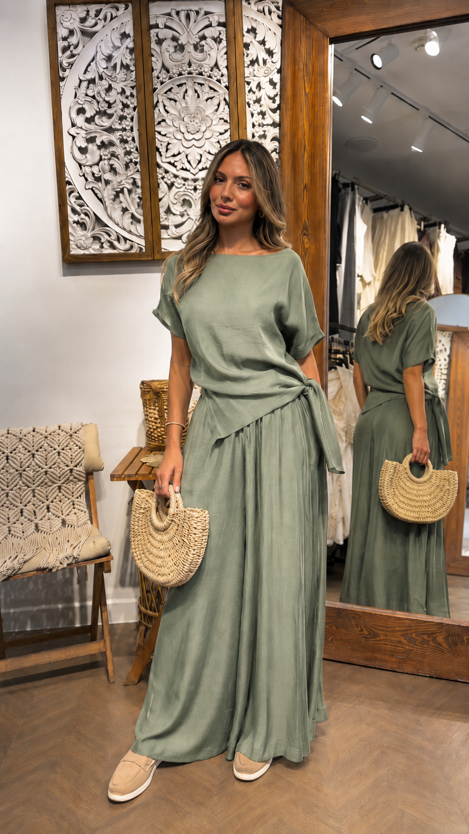 Charcoal Tie-Waist Maxi Set
