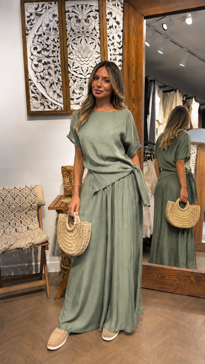Charcoal Tie-Waist Maxi Set