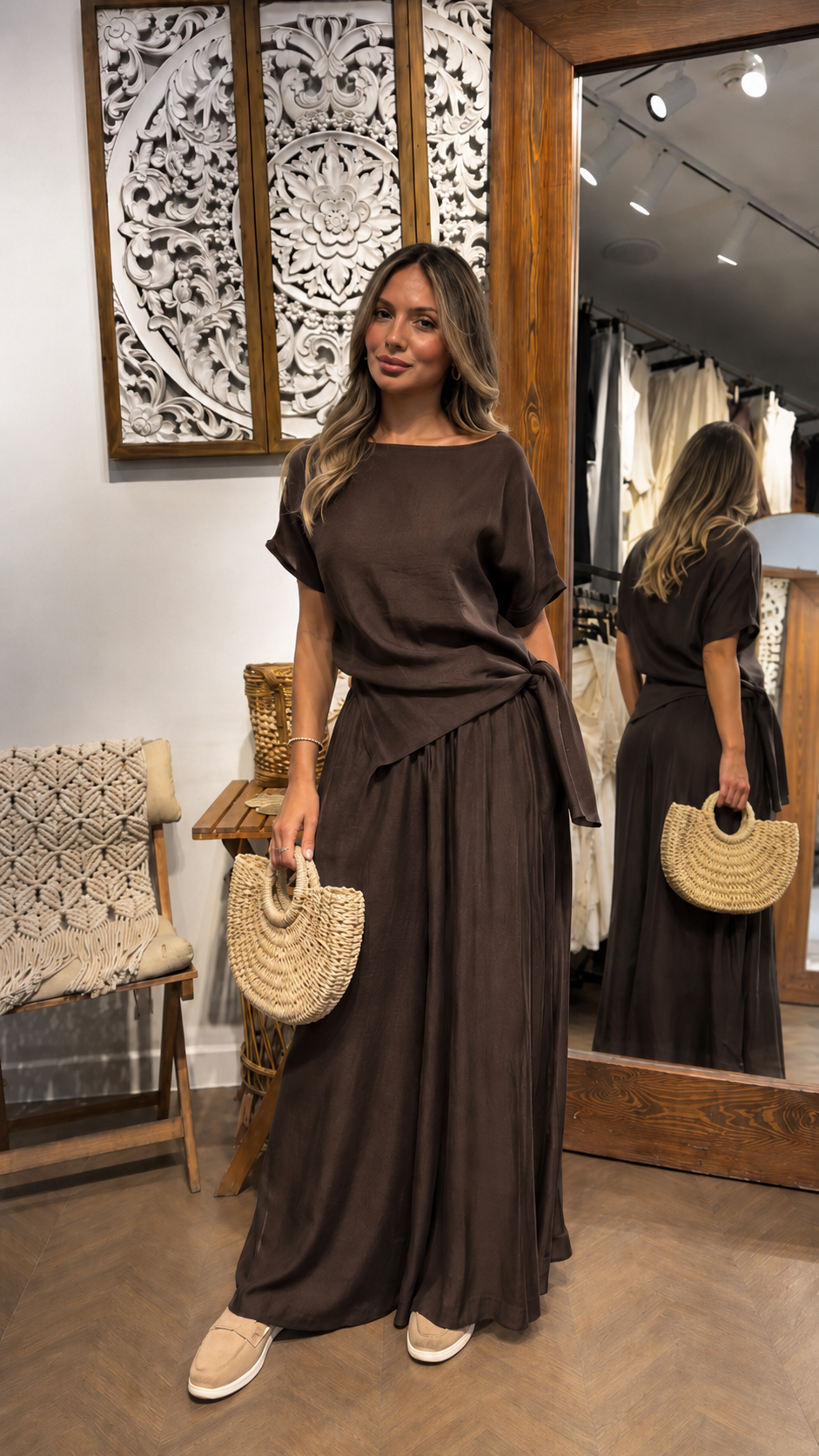 Charcoal Tie-Waist Maxi Set