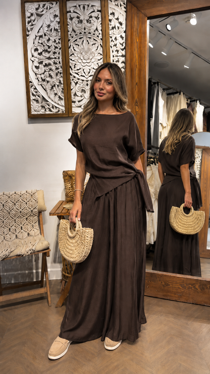 Charcoal Tie-Waist Maxi Set