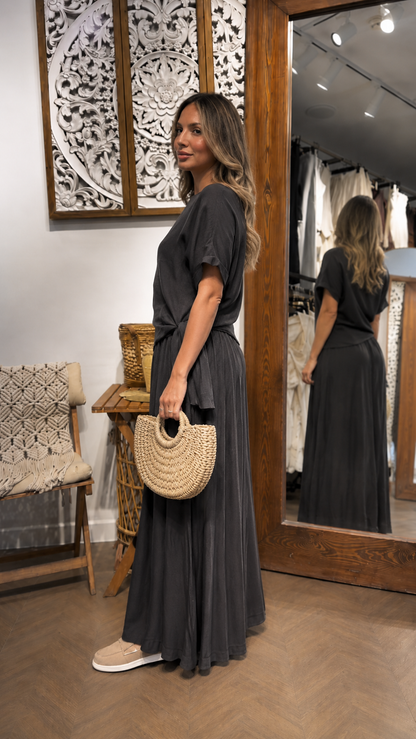 Charcoal Tie-Waist Maxi Set