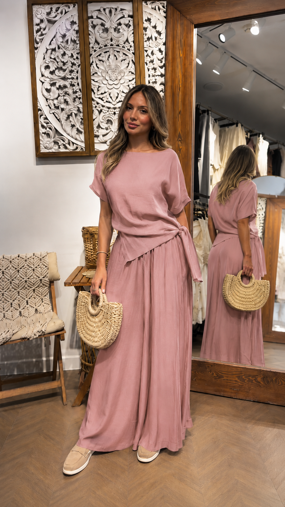 Charcoal Tie-Waist Maxi Set