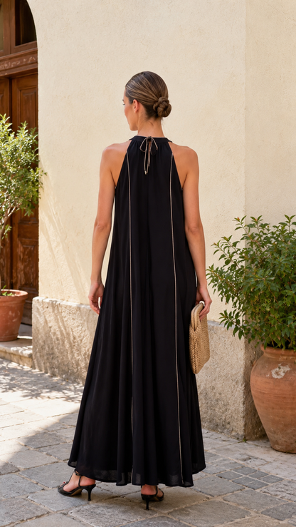 Midnight Glow Halter Maxi Dress