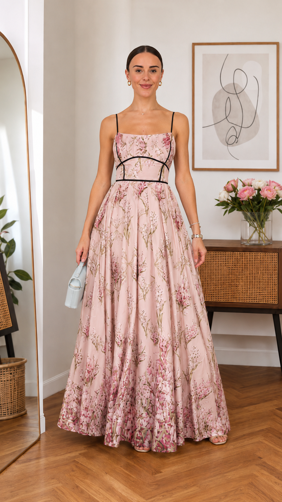 Blue Garden Strappy Maxi Dress