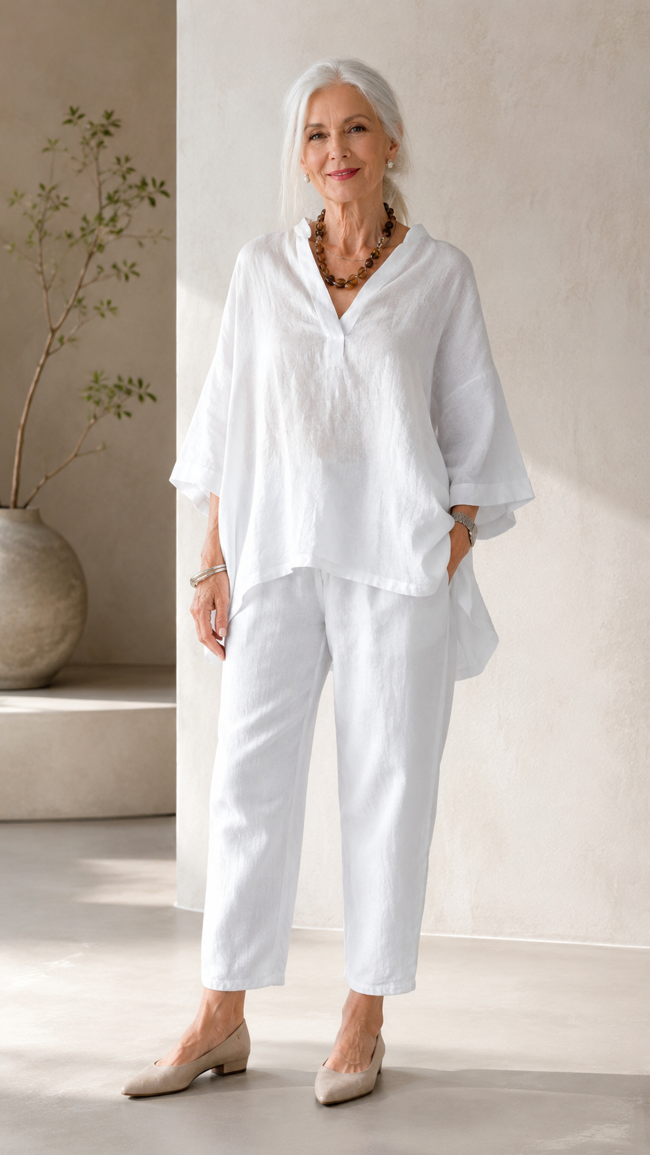 White Linen Relaxed Set