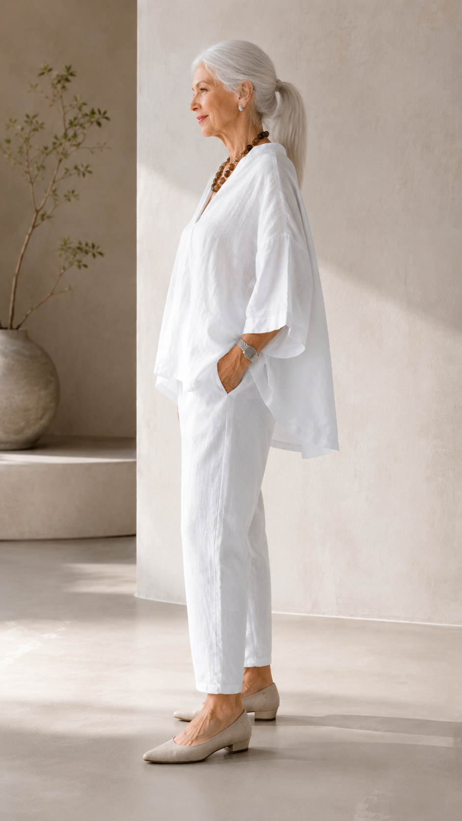 White Linen Relaxed Set