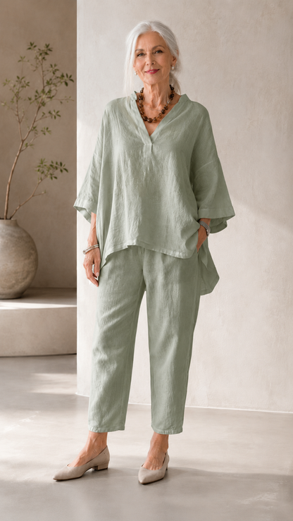 White Linen Relaxed Set