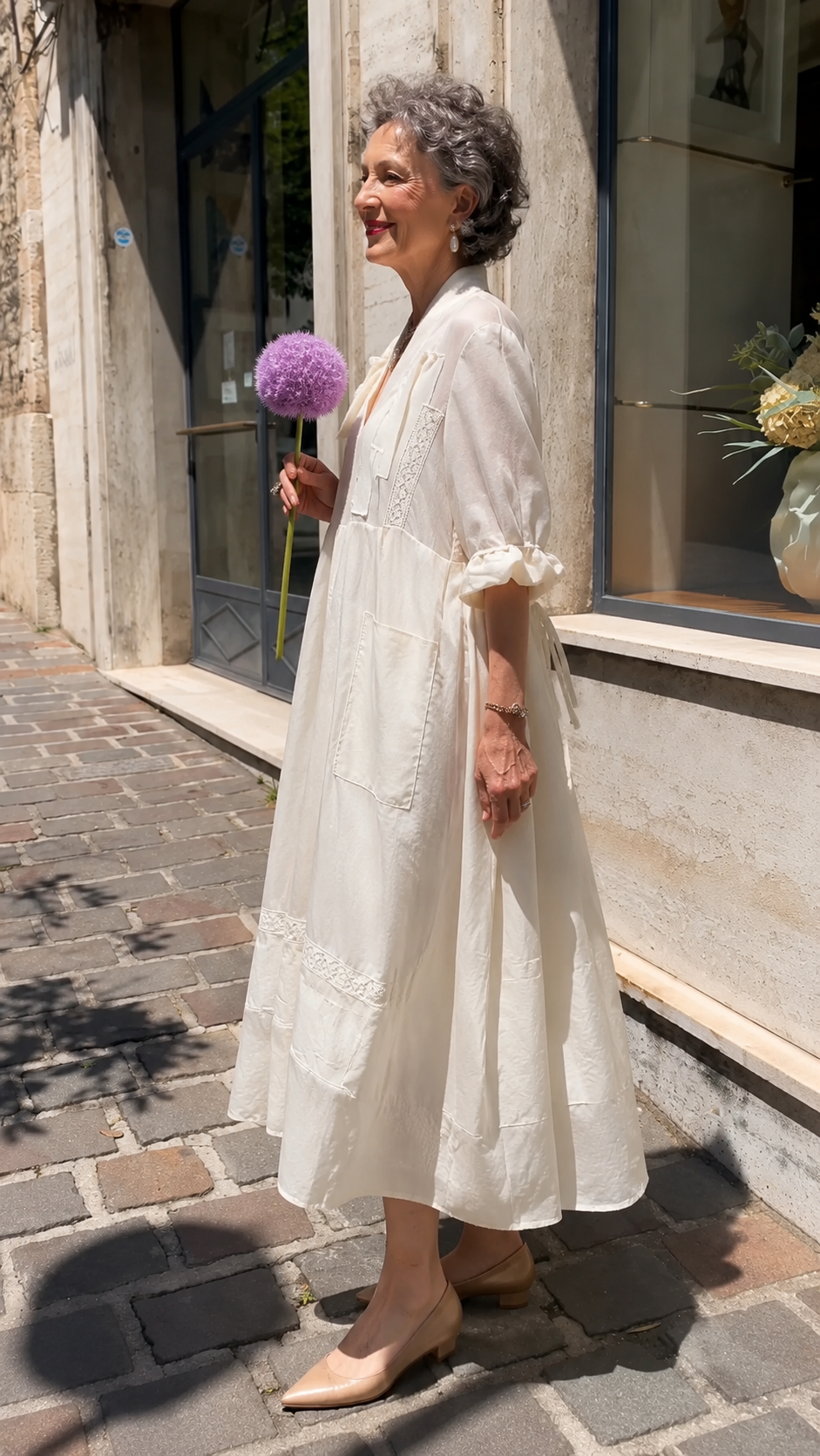 Ivory Pocket Midi Dress