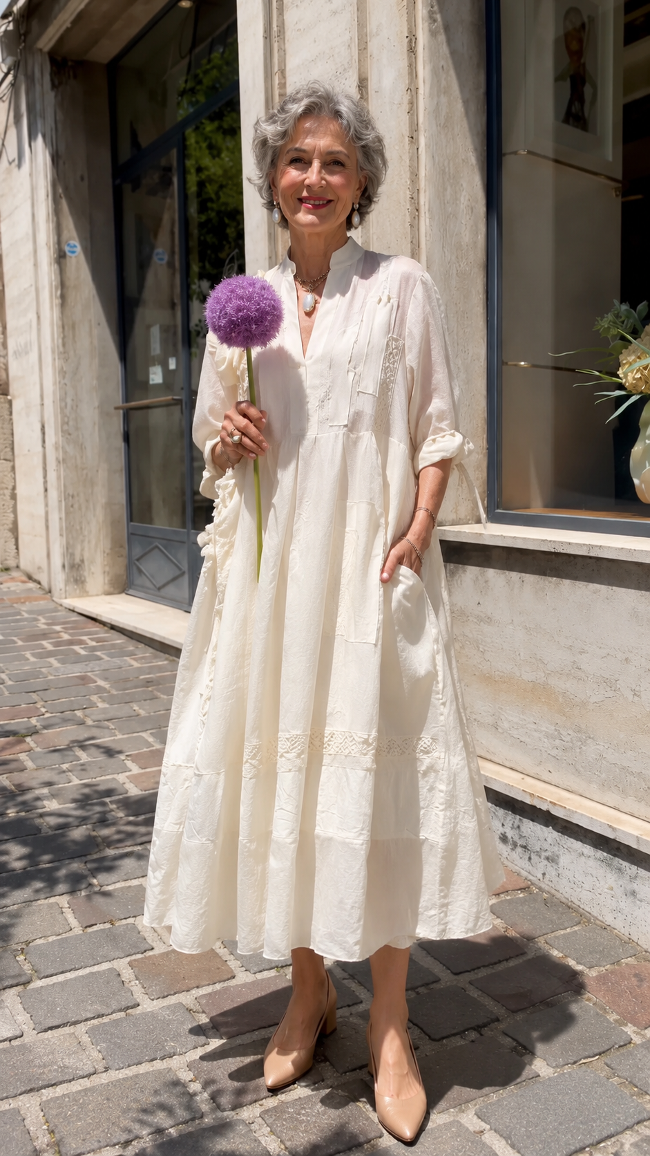 Ivory Pocket Midi Dress