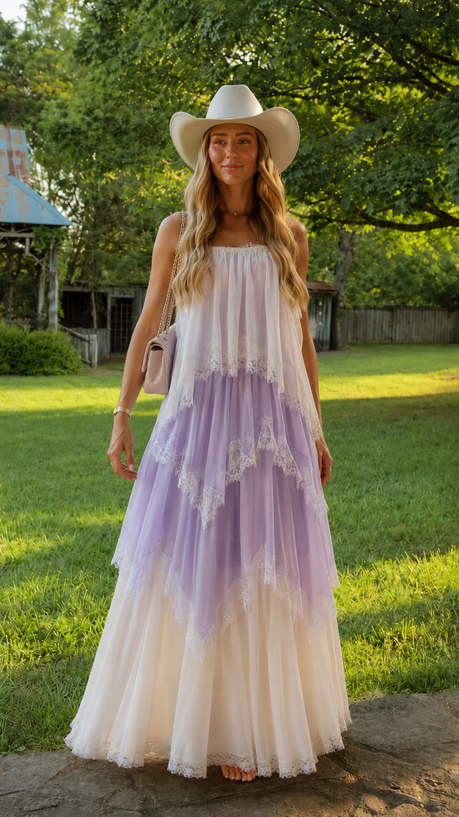 Blush Tiered Tulle Maxi Dress