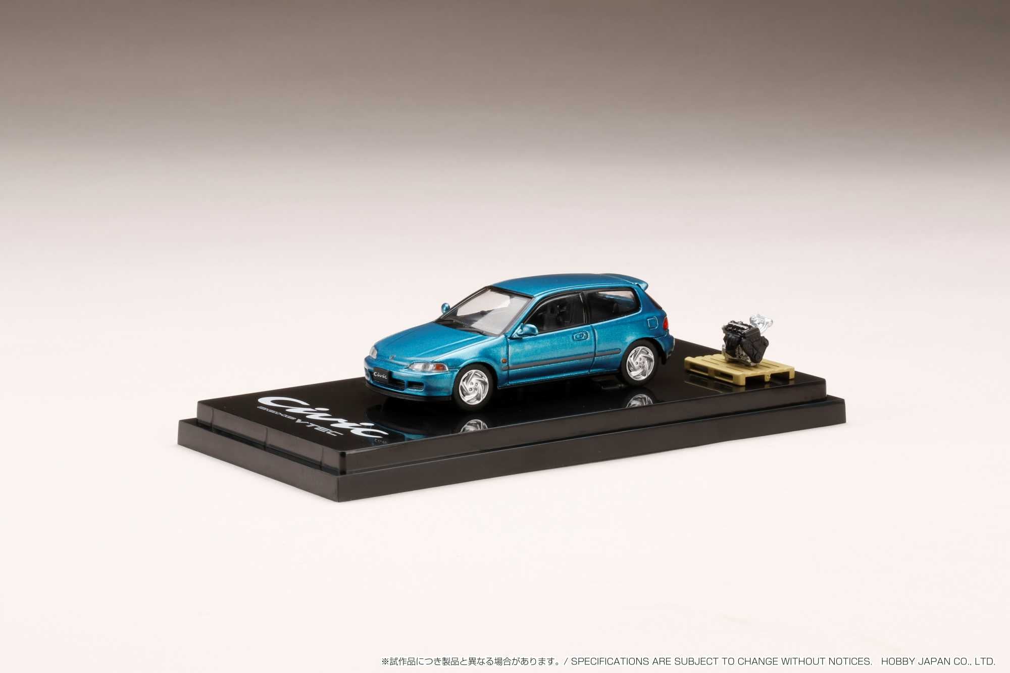 Hobby Japan 1:64 Honda Civic (EG6) SiR 鈪?with Engine Model in Tahitian Green Pearl