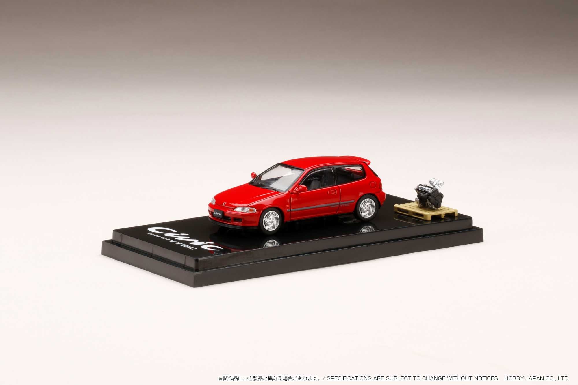 Hobby Japan 1:64 Honda Civic (EG6) SiR 鈪?with Engine Model in Milano Red