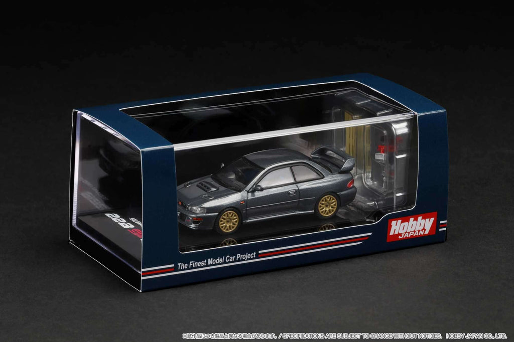 Hobby Japan 1:64 Subaru Impreza 22B STi Version (GC8鏀? with EJ Engine Display in Cool Gray Metallic