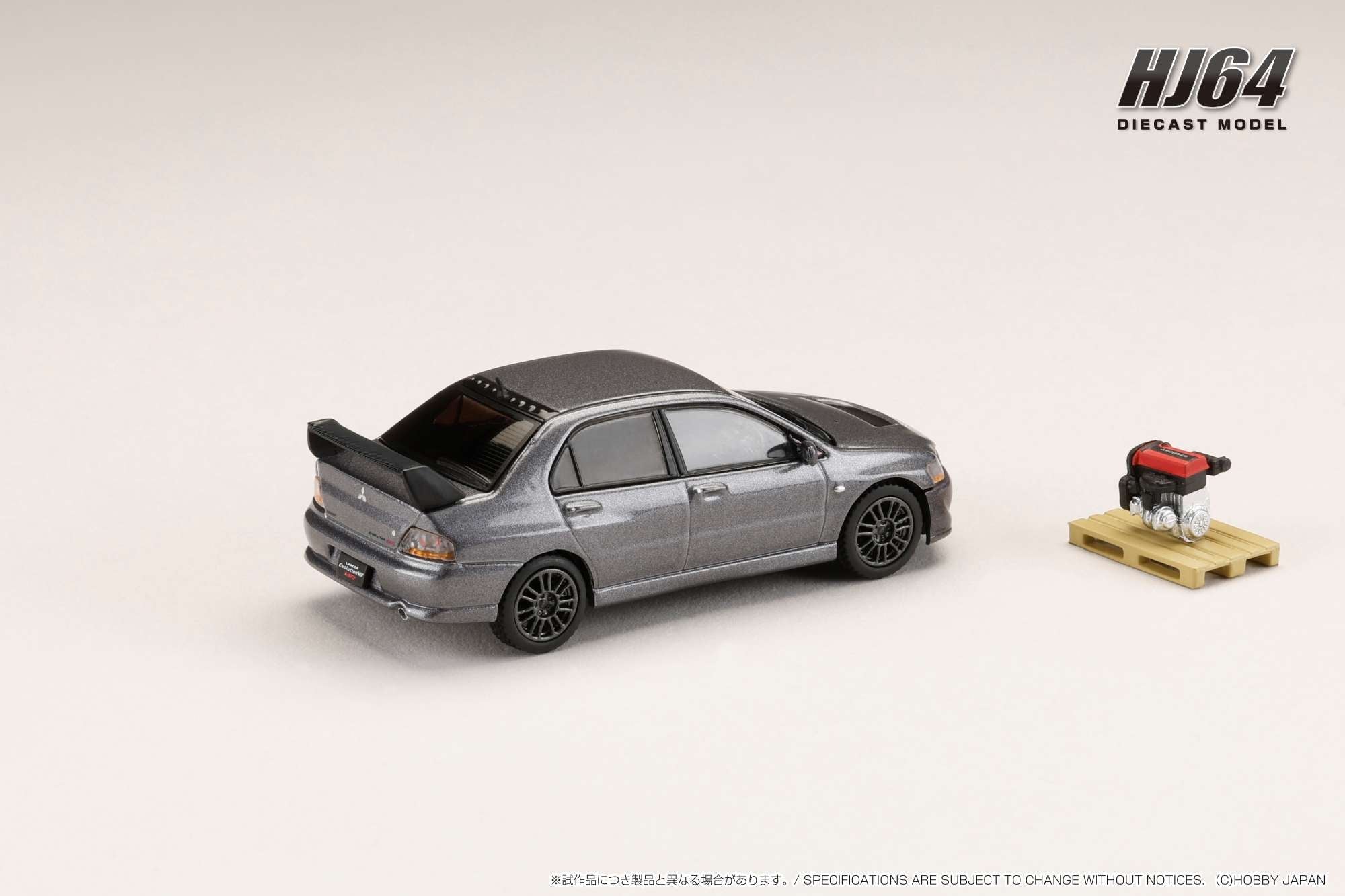 Hobby Japan 1:64 Mitsubishi Lancer EVO 8 MR GSR with Engine Display Model in Medium Purple Gray Mica