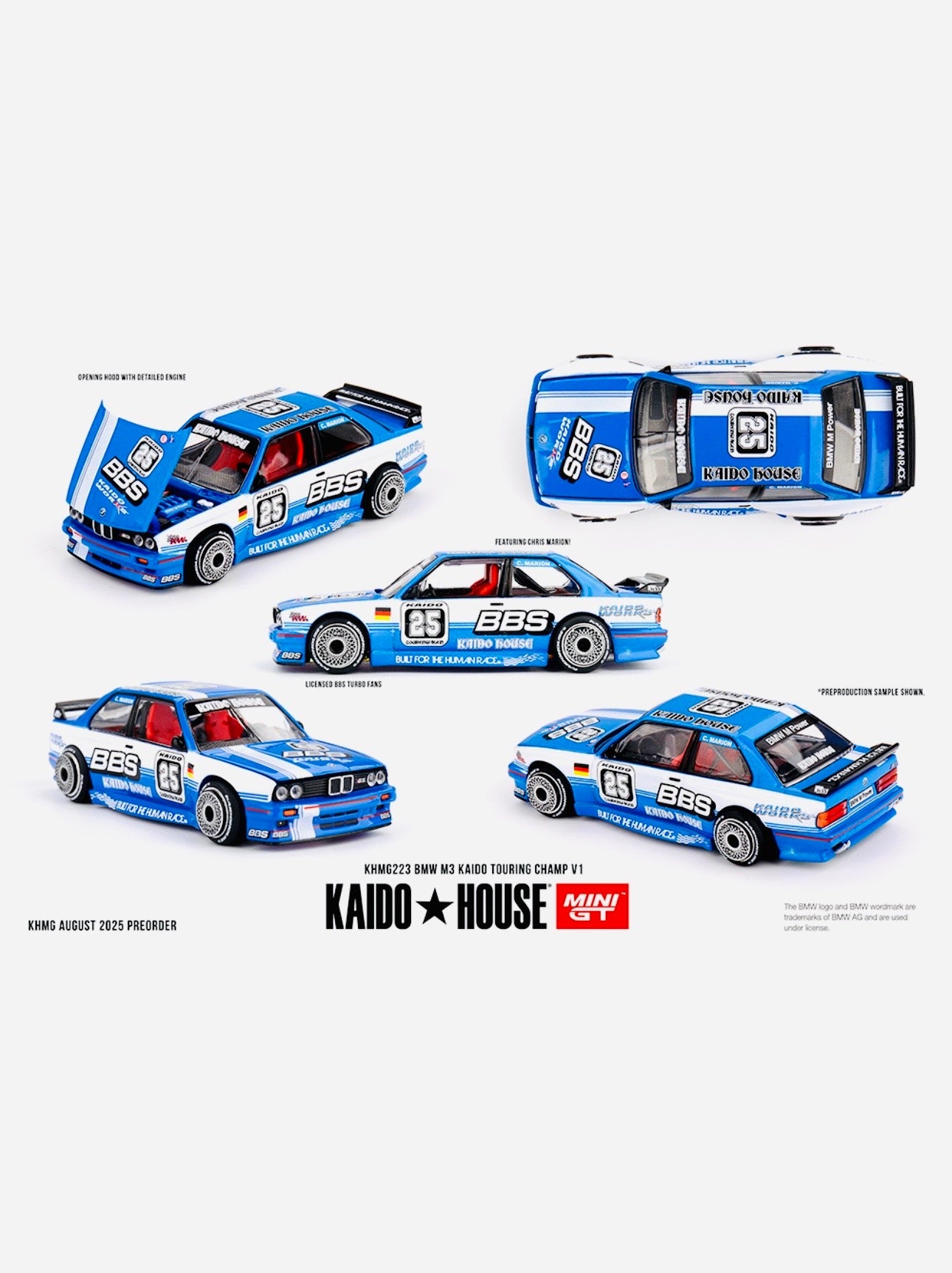 Mini GT x Kaido House Collab Factory Sealed BMW M3 Kaido Touring Champ V1 Blue/White #223