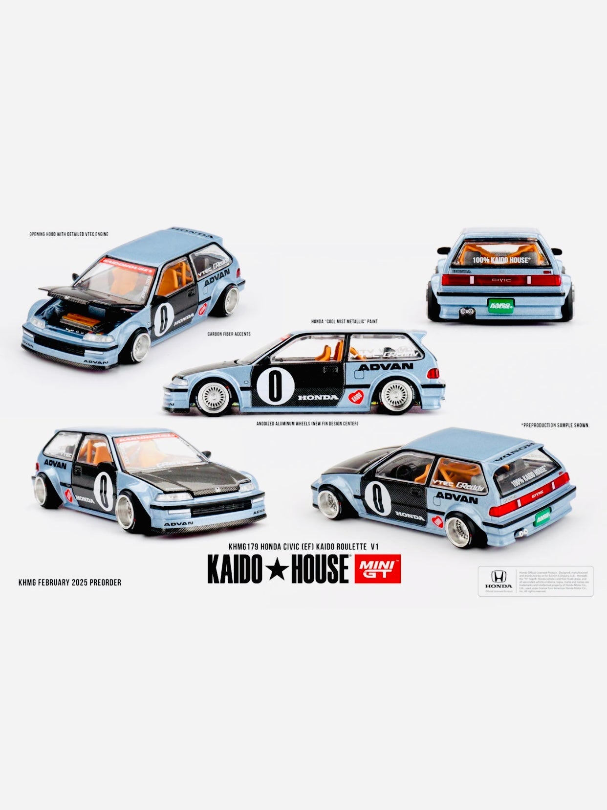 Mini GT x Kaido House Collab Factory Sealed Honda Civic (EF) Kaido Roulette V1 #179