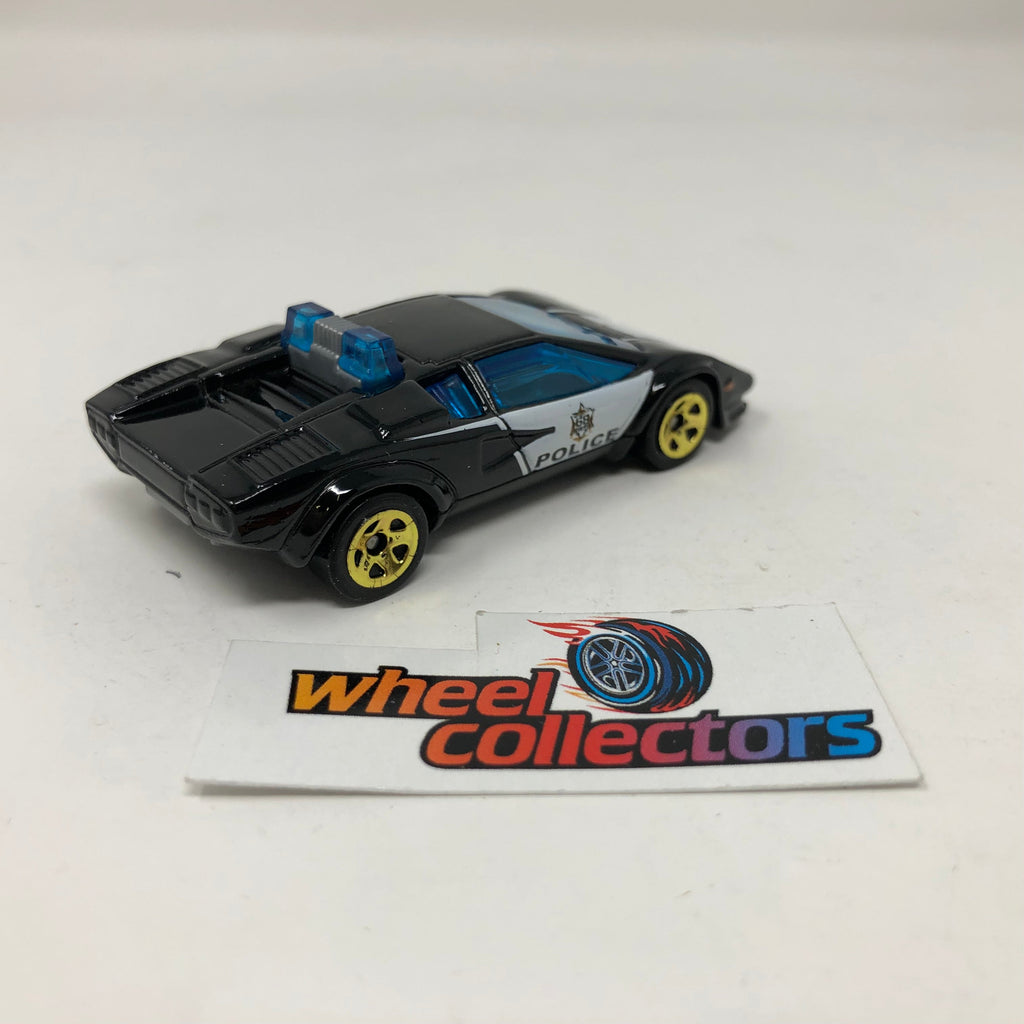 Lamborghini Countach Police Car * Black * Hot Wheels 1:64 scale Diecast Loose