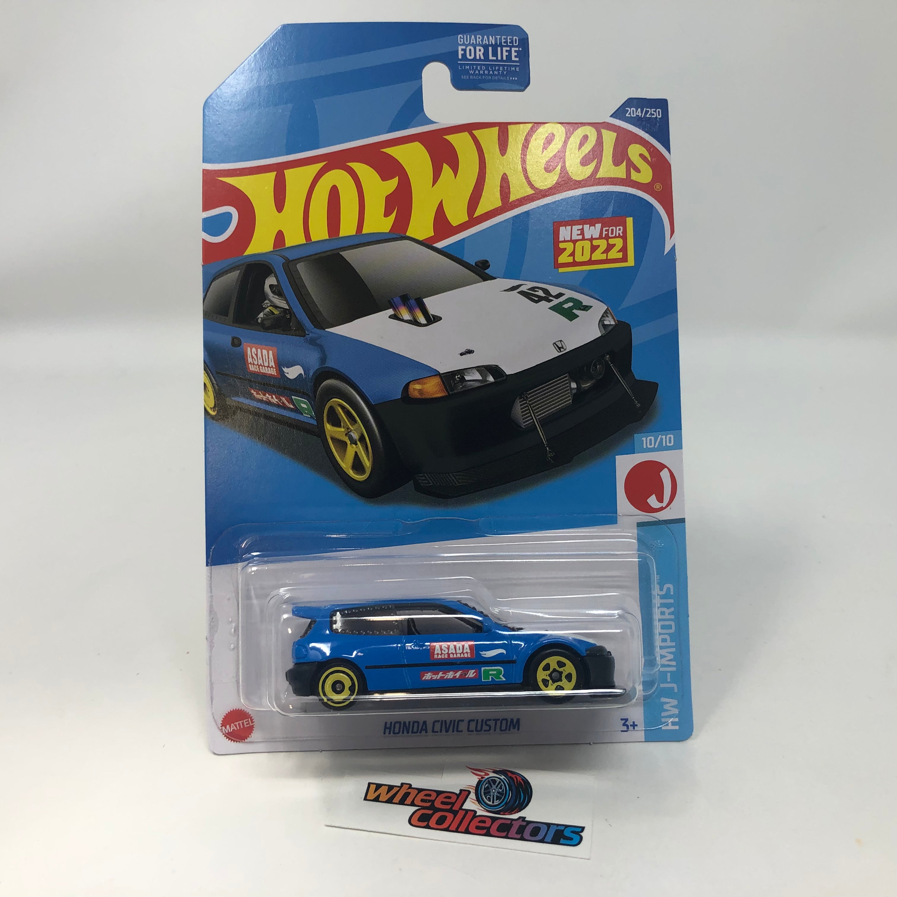 Honda Civic Custom #204 * Blue * 2022 Hot Wheels USA Card