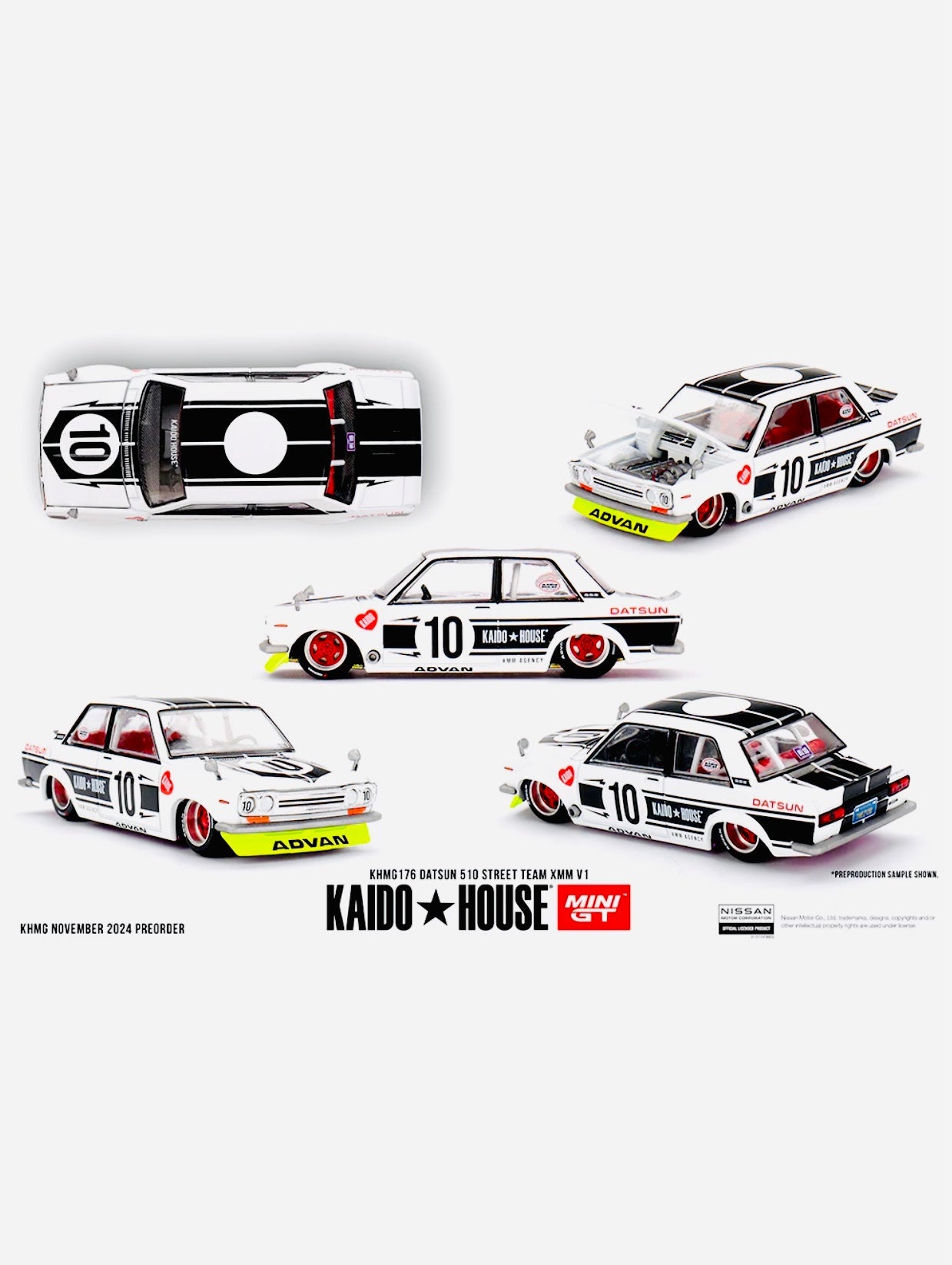 Mini GT x Kaido House Collab Factory Sealed Datsun 510 Street Team XMM V1 White #176