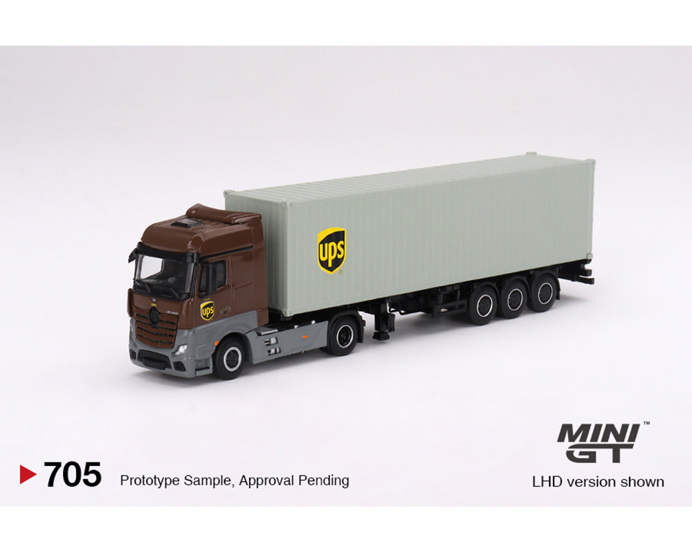 MINI GT 1/64 Mercedes-Benz Actros with 40 Ft Dry Container 鈥?UPS Europe